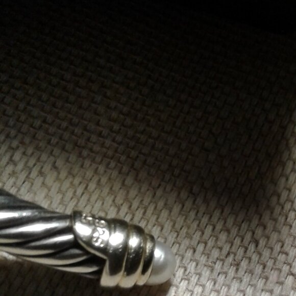 NEW! David Yurman 5mm Pearl SS 925 and 14 karat Bangle Bracelet - Picture 9 of 9